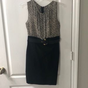 BCX Black Skirt & Animal Print Dress w/ Built In Belt-Size 9 Juniors/8 Womens
